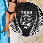 Hawke's Bay 2026 Rugby Custom Beach Blanket NZ Maori Silver Fern