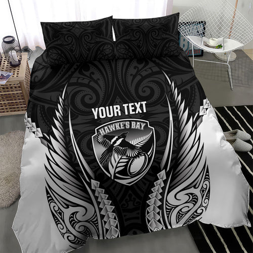 Hawke's Bay 2026 Rugby Custom Bedding Set NZ Maori Silver Fern