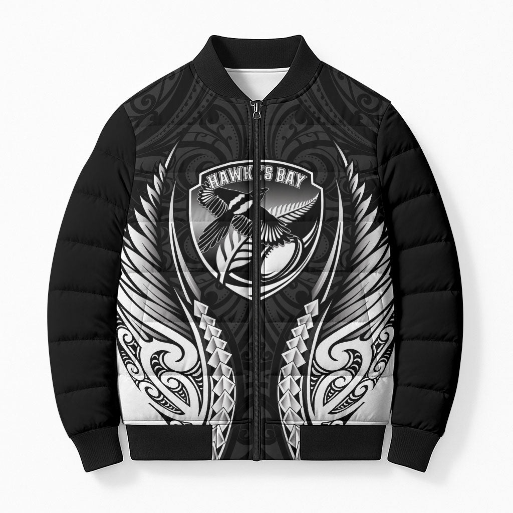 Hawke's Bay 2026 Rugby Custom Bomber Puffer Jacket NZ Maori Silver Fern