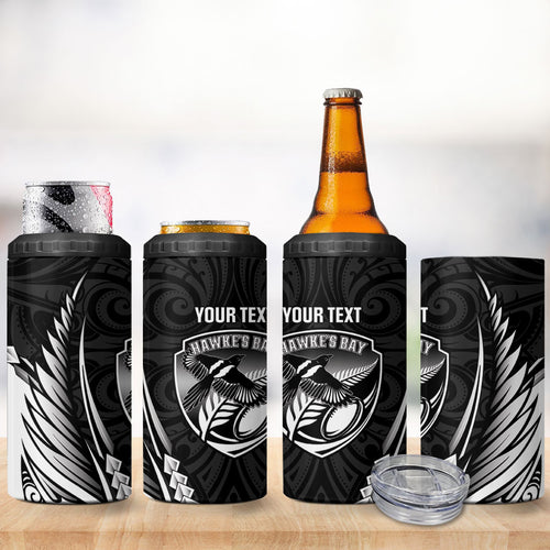 Hawke's Bay 2026 Rugby Custom 4 in 1 Can Cooler Tumbler NZ Maori Silver Fern