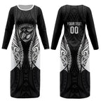 Hawke's Bay 2026 Rugby Custom Couples Matching Long Sleeve Bodycon Dress and Hawaiian Shirt NZ Maori Silver Fern LT14