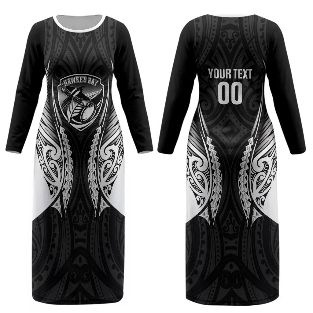 Hawke's Bay 2026 Rugby Custom Couples Matching Long Sleeve Bodycon Dress and Hawaiian Shirt NZ Maori Silver Fern LT14