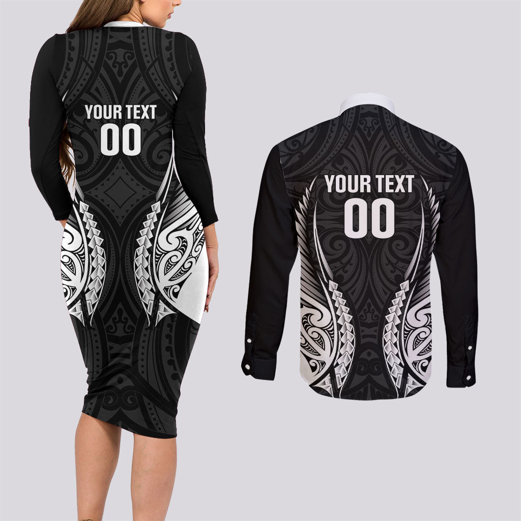 Hawke's Bay 2026 Rugby Custom Couples Matching Long Sleeve Bodycon Dress and Long Sleeve Button Shirt NZ Maori Silver Fern