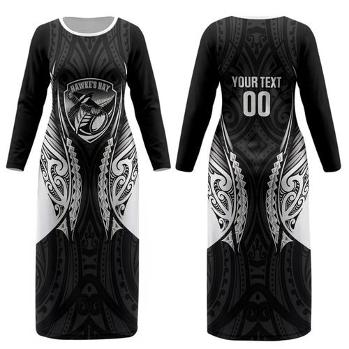 Hawke's Bay 2026 Rugby Custom Couples Matching Long Sleeve Bodycon Dress and Long Sleeve Button Shirt NZ Maori Silver Fern LT14