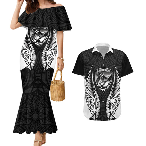 Hawke's Bay 2026 Rugby Custom Couples Matching Mermaid Dress and Hawaiian Shirt NZ Maori Silver Fern