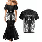 Hawke's Bay 2026 Rugby Custom Couples Matching Mermaid Dress and Hawaiian Shirt NZ Maori Silver Fern
