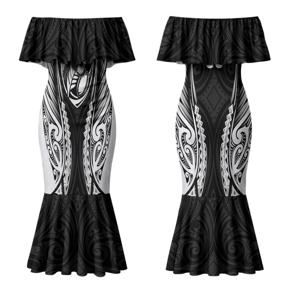 Hawke's Bay 2026 Rugby Custom Couples Matching Mermaid Dress and Hawaiian Shirt NZ Maori Silver Fern LT14