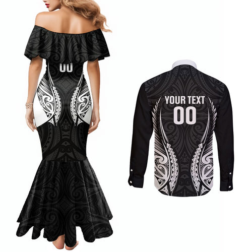 Hawke's Bay 2026 Rugby Custom Couples Matching Mermaid Dress and Long Sleeve Button Shirt NZ Maori Silver Fern