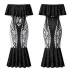 Hawke's Bay 2026 Rugby Custom Couples Matching Mermaid Dress and Long Sleeve Button Shirt NZ Maori Silver Fern LT14