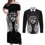 Hawke's Bay 2026 Rugby Custom Couples Matching Off Shoulder Maxi Dress and Long Sleeve Button Shirt NZ Maori Silver Fern