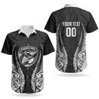 Hawke's Bay 2026 Rugby Custom Couples Matching Off Shoulder Short Dress and Hawaiian Shirt NZ Maori Silver Fern LT14