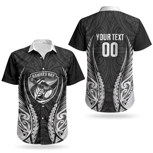 Hawke's Bay 2026 Rugby Custom Couples Matching Off Shoulder Short Dress and Hawaiian Shirt NZ Maori Silver Fern LT14