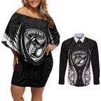 Hawke's Bay 2026 Rugby Custom Couples Matching Off Shoulder Short Dress and Long Sleeve Button Shirt NZ Maori Silver Fern