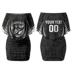 Hawke's Bay 2026 Rugby Custom Couples Matching Off Shoulder Short Dress and Long Sleeve Button Shirt NZ Maori Silver Fern LT14