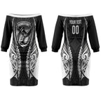Hawke's Bay 2026 Rugby Custom Couples Matching Off The Shoulder Long Sleeve Dress and Hawaiian Shirt NZ Maori Silver Fern LT14