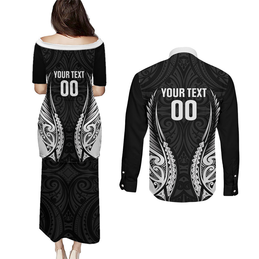 Hawke's Bay 2026 Rugby Custom Couples Matching Puletasi and Long Sleeve Button Shirt NZ Maori Silver Fern