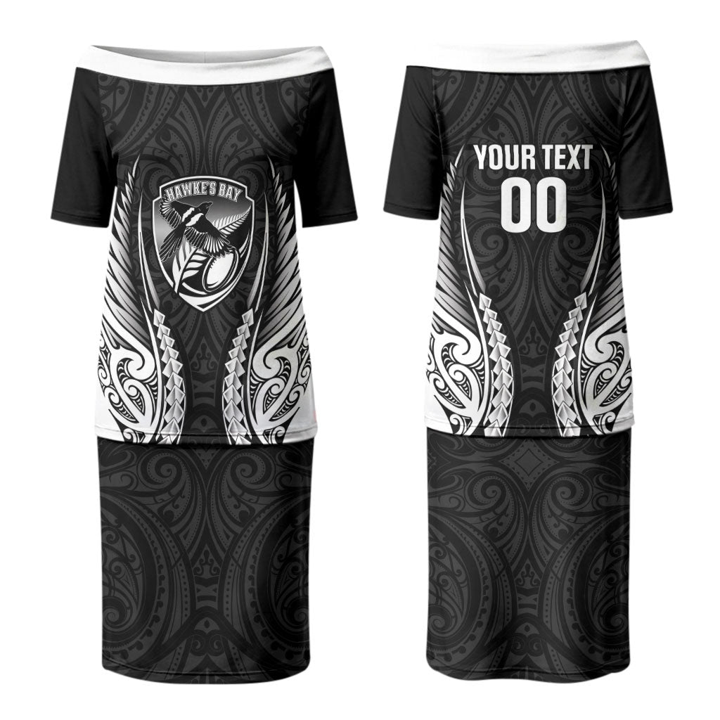 Hawke's Bay 2026 Rugby Custom Couples Matching Puletasi and Long Sleeve Button Shirt NZ Maori Silver Fern LT14