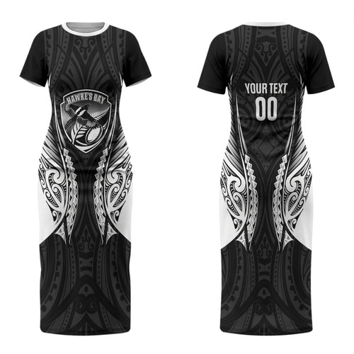 Hawke's Bay 2026 Rugby Custom Couples Matching Short Sleeve Bodycon Dress and Hawaiian Shirt NZ Maori Silver Fern LT14