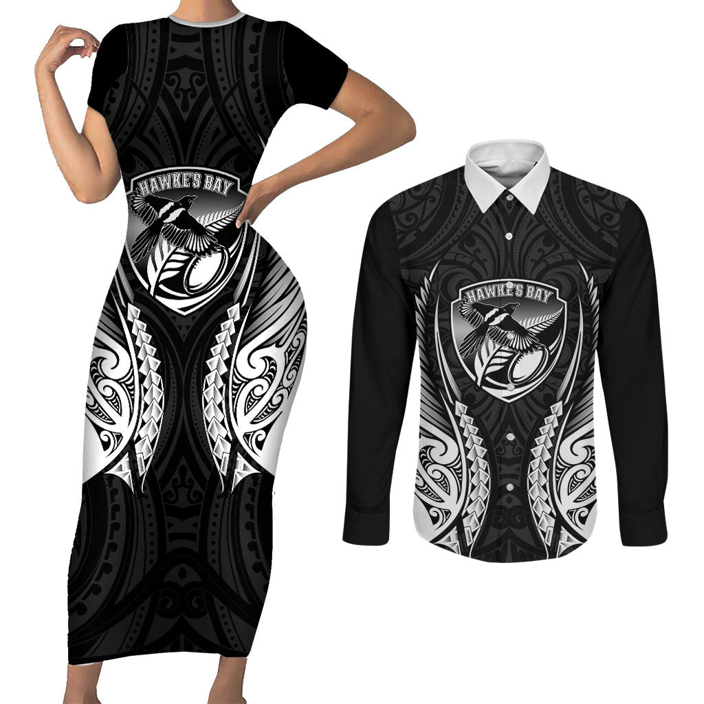 Hawke's Bay 2026 Rugby Custom Couples Matching Short Sleeve Bodycon Dress and Long Sleeve Button Shirt NZ Maori Silver Fern