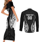 Hawke's Bay 2026 Rugby Custom Couples Matching Short Sleeve Bodycon Dress and Long Sleeve Button Shirt NZ Maori Silver Fern