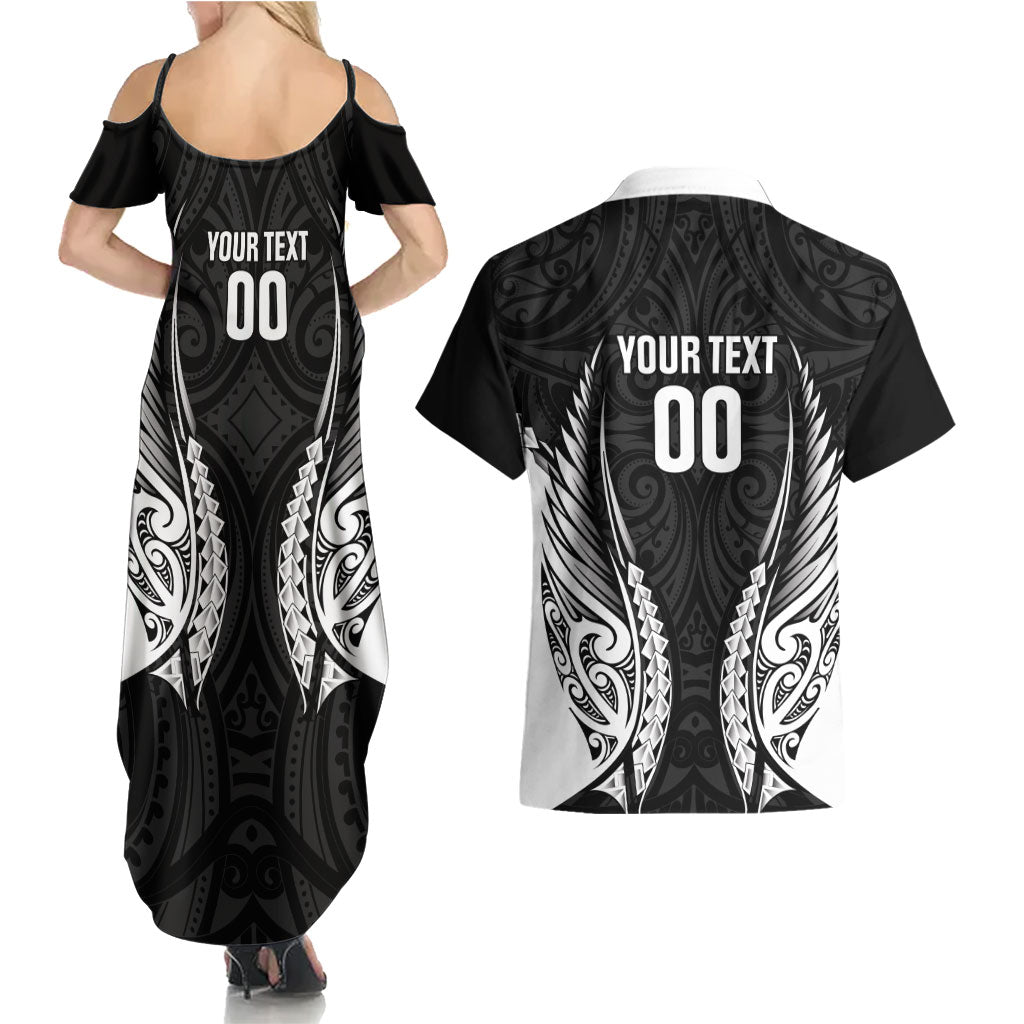 Hawke's Bay 2026 Rugby Custom Couples Matching Summer Maxi Dress and Hawaiian Shirt NZ Maori Silver Fern