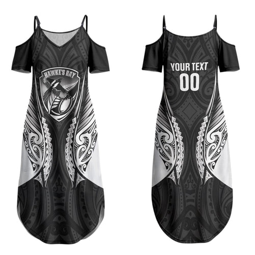 Hawke's Bay 2026 Rugby Custom Couples Matching Summer Maxi Dress and Hawaiian Shirt NZ Maori Silver Fern LT14