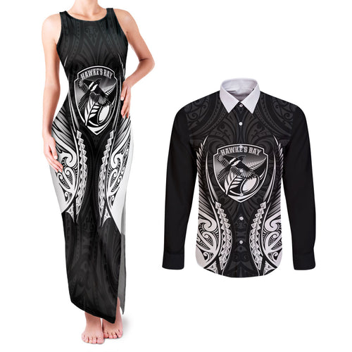 Hawke's Bay 2026 Rugby Custom Couples Matching Tank Maxi Dress and Long Sleeve Button Shirt NZ Maori Silver Fern