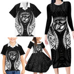 Hawke's Bay 2026 Rugby Custom Family Matching Long Sleeve Bodycon Dress and Hawaiian Shirt NZ Maori Silver Fern