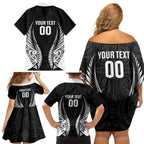 Hawke's Bay 2026 Rugby Custom Family Matching Off Shoulder Short Dress and Hawaiian Shirt NZ Maori Silver Fern