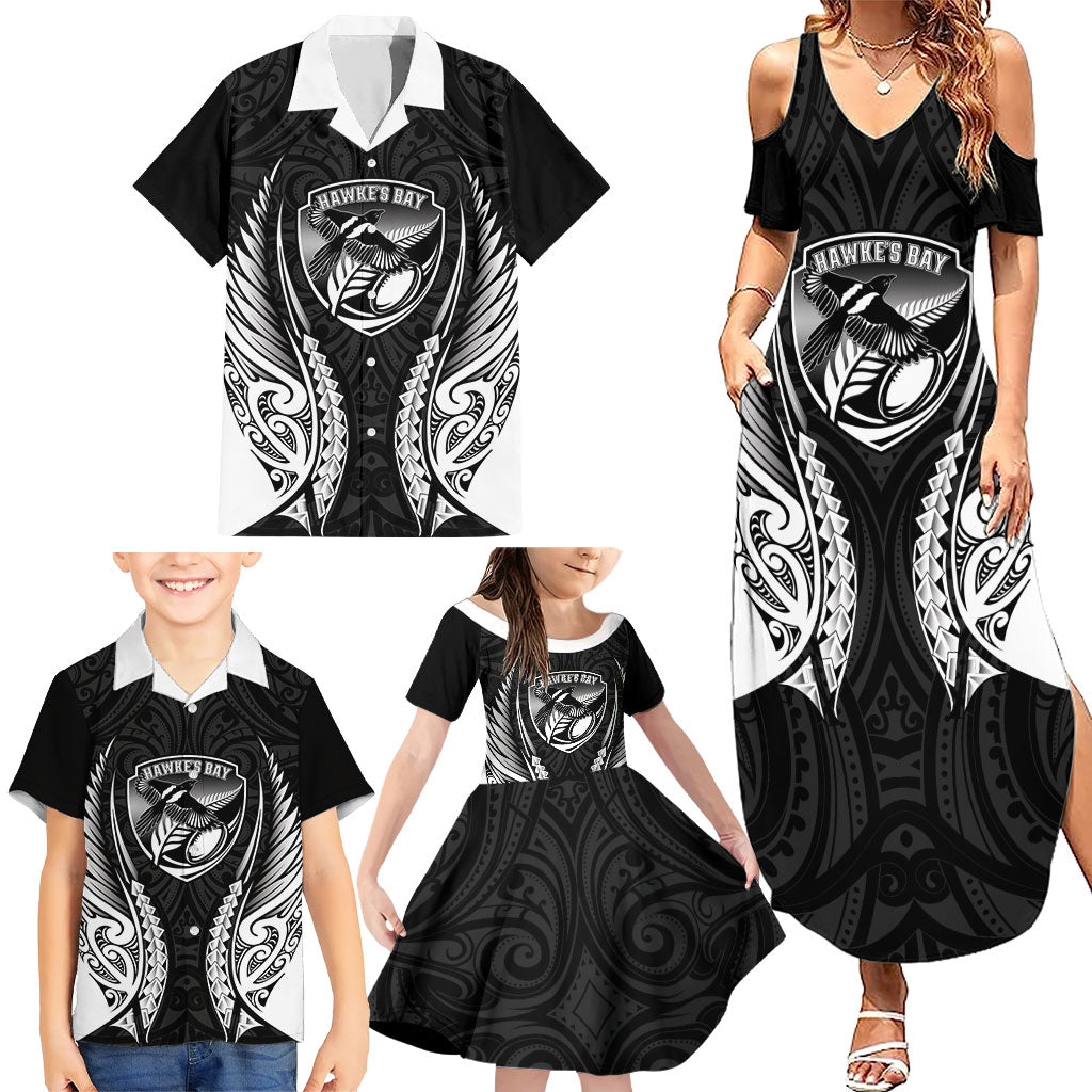 Hawke's Bay 2026 Rugby Custom Family Matching Summer Maxi Dress and Hawaiian Shirt NZ Maori Silver Fern