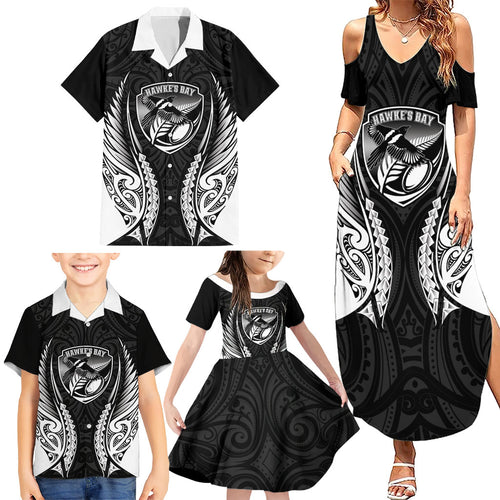 Hawke's Bay 2026 Rugby Custom Family Matching Summer Maxi Dress and Hawaiian Shirt NZ Maori Silver Fern