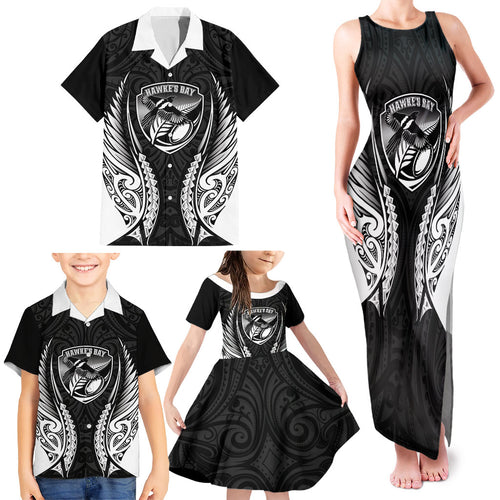 Hawke's Bay 2026 Rugby Custom Family Matching Tank Maxi Dress and Hawaiian Shirt NZ Maori Silver Fern