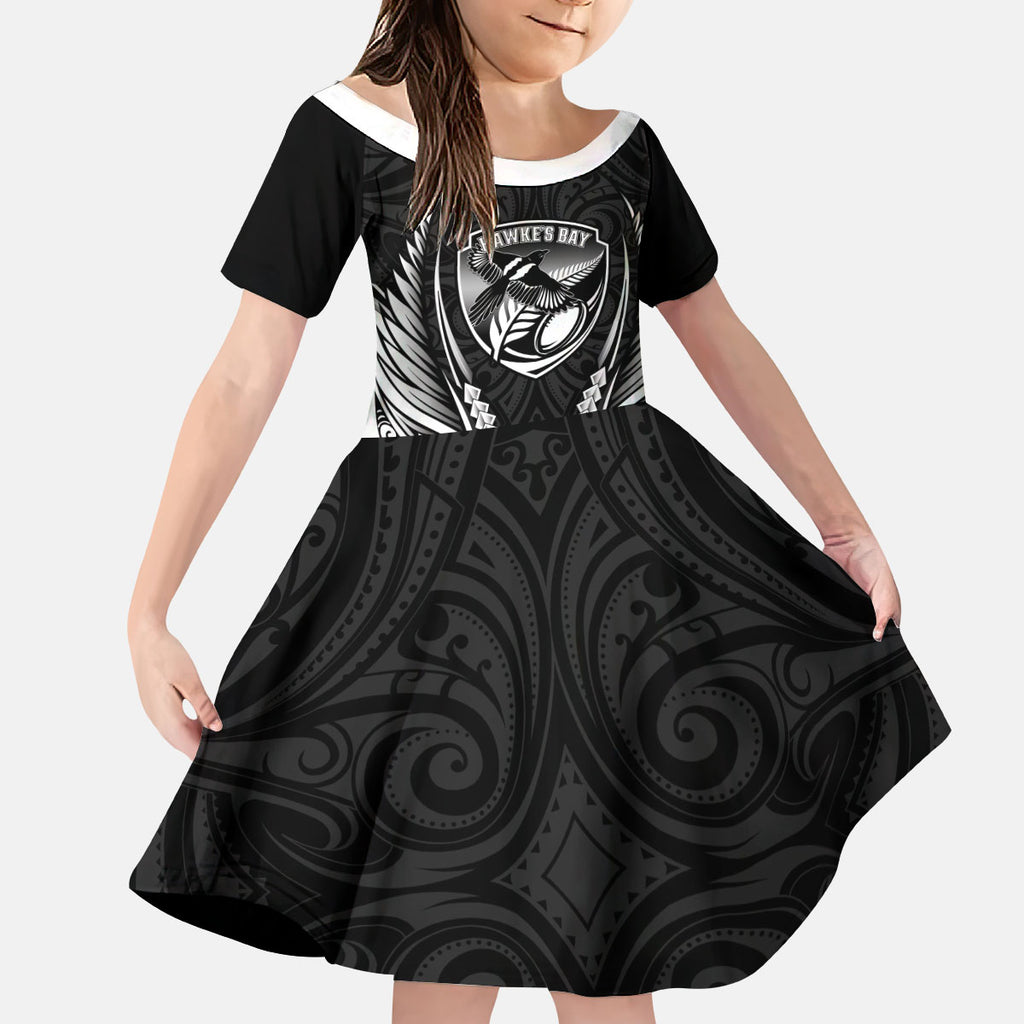 Hawke's Bay 2026 Rugby Custom Kid Short Sleeve Dress NZ Maori Silver Fern