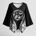 Hawke's Bay 2026 Rugby Custom Kimono Sleeve Blouse NZ Maori Silver Fern