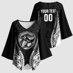 Hawke's Bay 2026 Rugby Custom Kimono Sleeve Blouse NZ Maori Silver Fern