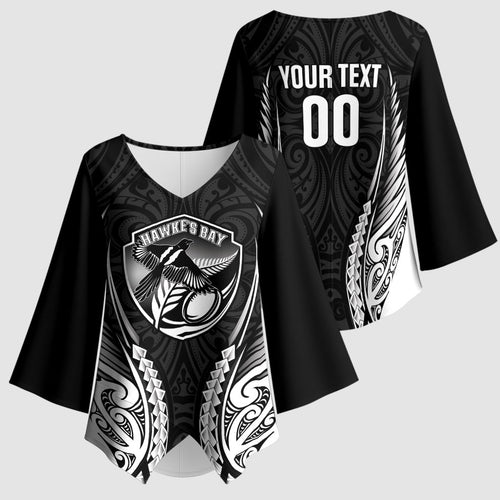 Hawke's Bay 2026 Rugby Custom Kimono Sleeve Blouse NZ Maori Silver Fern