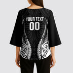 Hawke's Bay 2026 Rugby Custom Kimono Sleeve Blouse NZ Maori Silver Fern