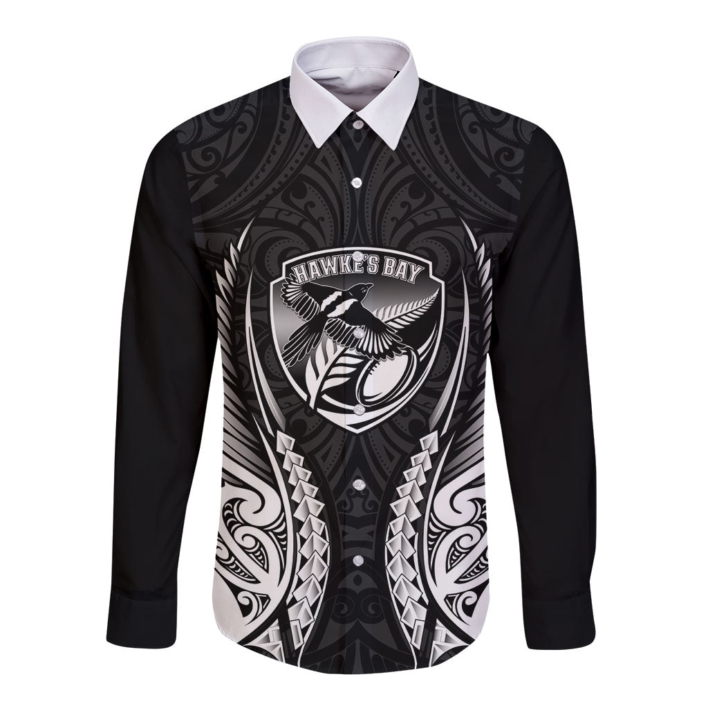 Hawke's Bay 2026 Rugby Custom Long Sleeve Button Shirt NZ Maori Silver Fern