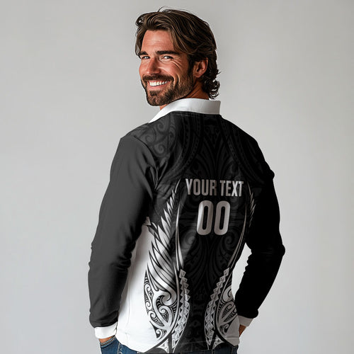 Hawke's Bay 2026 Rugby Custom Long Sleeve Polo Shirt NZ Maori Silver Fern