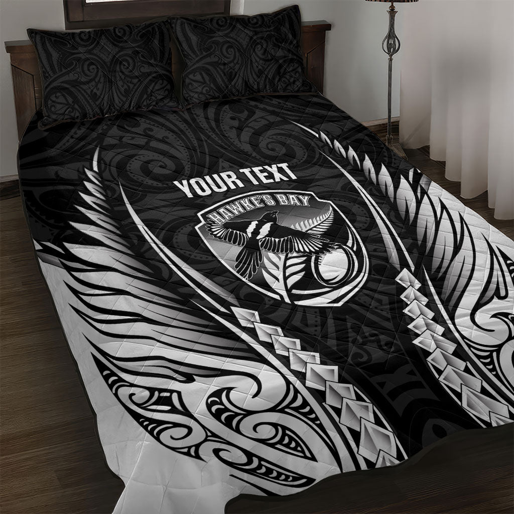 Hawke's Bay 2026 Rugby Custom Quilt Bed Set NZ Maori Silver Fern