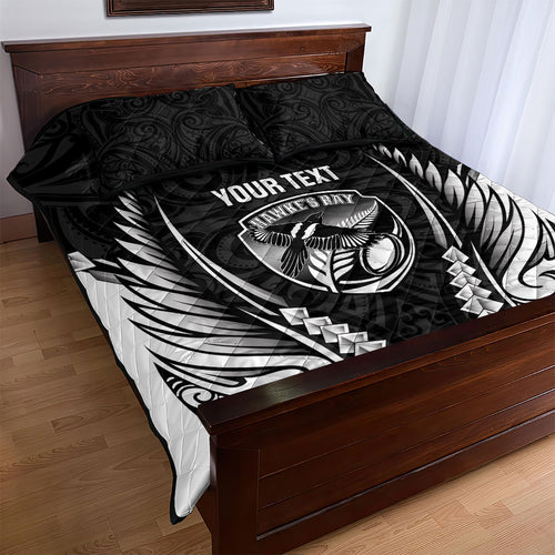Hawke's Bay 2026 Rugby Custom Quilt Bed Set NZ Maori Silver Fern