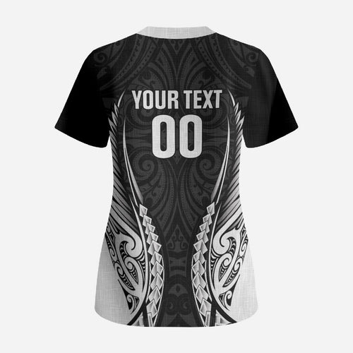 Hawke's Bay 2026 Rugby Custom Scrub Top NZ Maori Silver Fern