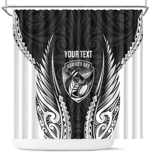 Hawke's Bay 2026 Rugby Custom Shower Curtain NZ Maori Silver Fern