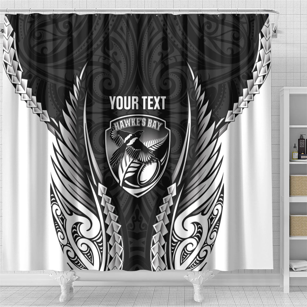 Hawke's Bay 2026 Rugby Custom Shower Curtain NZ Maori Silver Fern