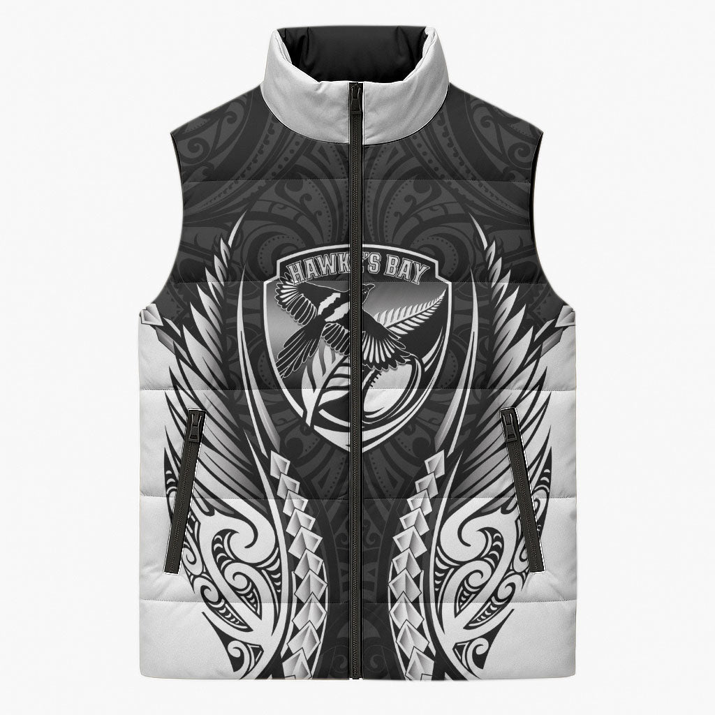 Hawke's Bay 2026 Rugby Custom Sleeveless Puffer Jacket NZ Maori Silver Fern