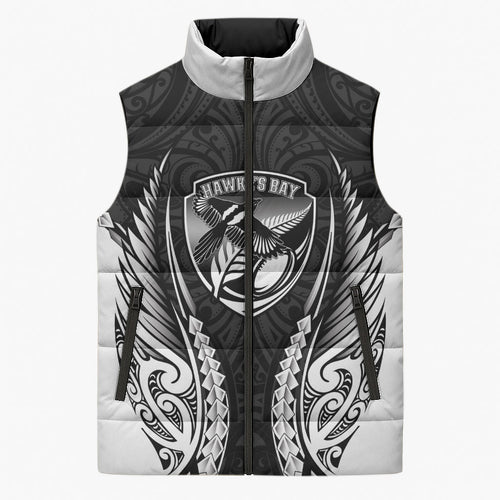 Hawke's Bay 2026 Rugby Custom Sleeveless Puffer Jacket NZ Maori Silver Fern