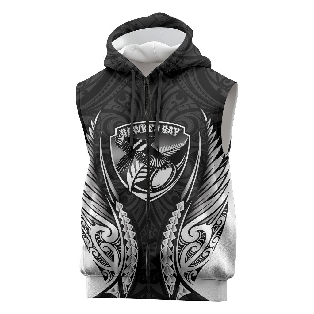 Hawke's Bay 2026 Rugby Custom Sleeveless Zip Hoodie NZ Maori Silver Fern
