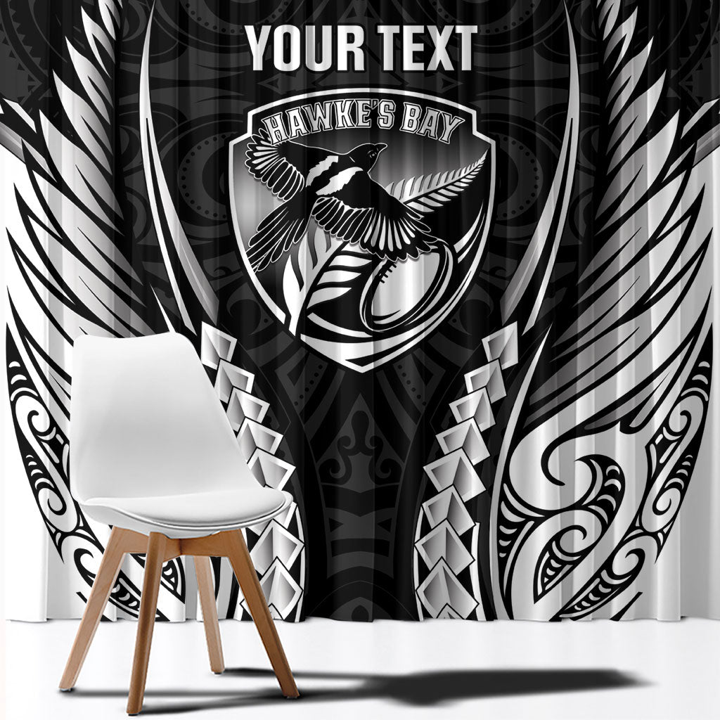Hawke's Bay 2026 Rugby Custom Window Curtain NZ Maori Silver Fern