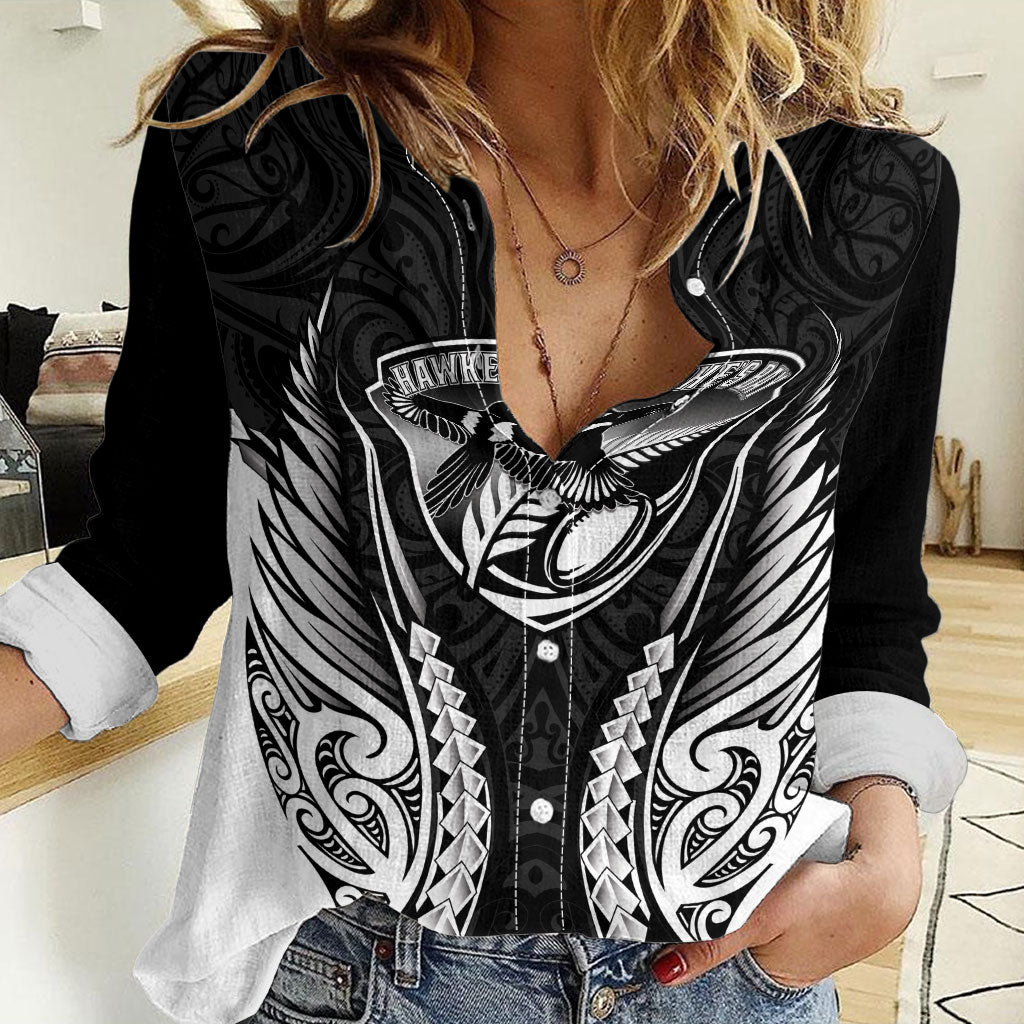 Hawke's Bay 2026 Rugby Custom Women Casual Shirt NZ Maori Silver Fern