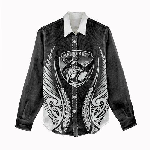 Hawke's Bay 2026 Rugby Custom Women Casual Shirt NZ Maori Silver Fern